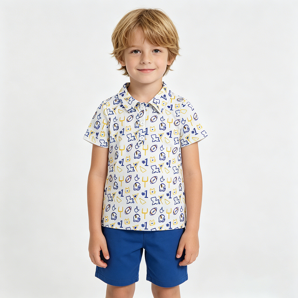 BT1763 Football Teams #1 Cheer Baby Boys Short Sleeve Polo Shirt Top