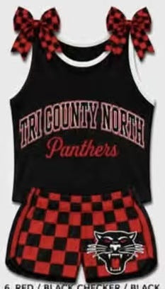 Preorder (moq 5) Baby Girls Tri Country North Black Sleeveless Top With Short Team Clothes Sets