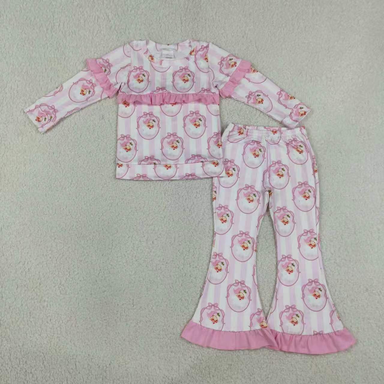 Sibling Baby Girls Ruffle Long Sleeve Top with Bell Bottom Pants Outfit For Holiday Fall Winter
