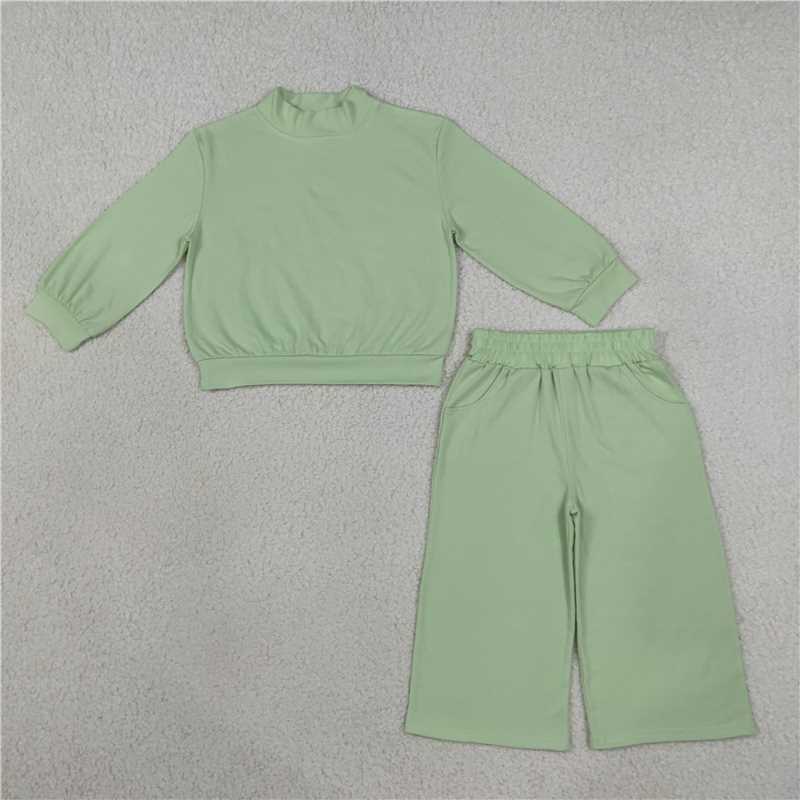 Sibling Toddler Girls Mock Neck Long Sleeve Top Wide Leg Pants Outfit