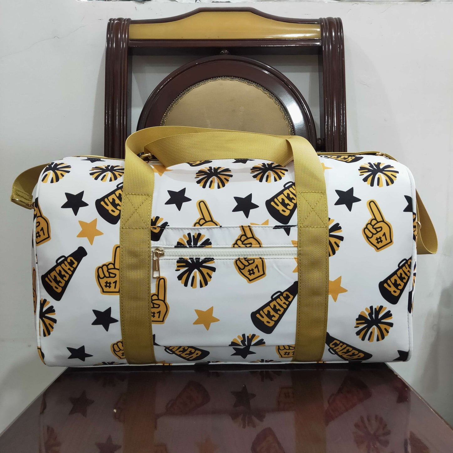 Adult Team Black Gold Cheer Fireworks Zipper Gym Bags