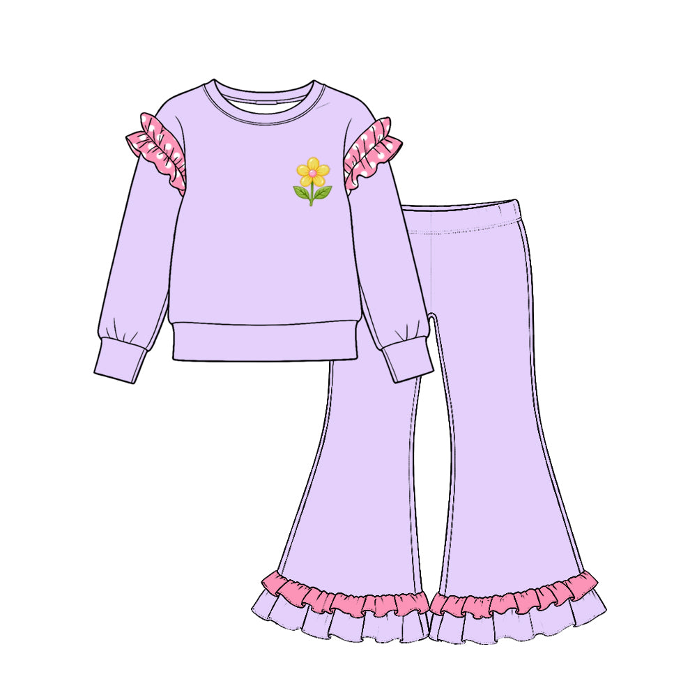 (Custom Design Preorder MOQ 5 Each) Cartoon Princess Print Girls Ruffles Clothes Set Sisters Wear