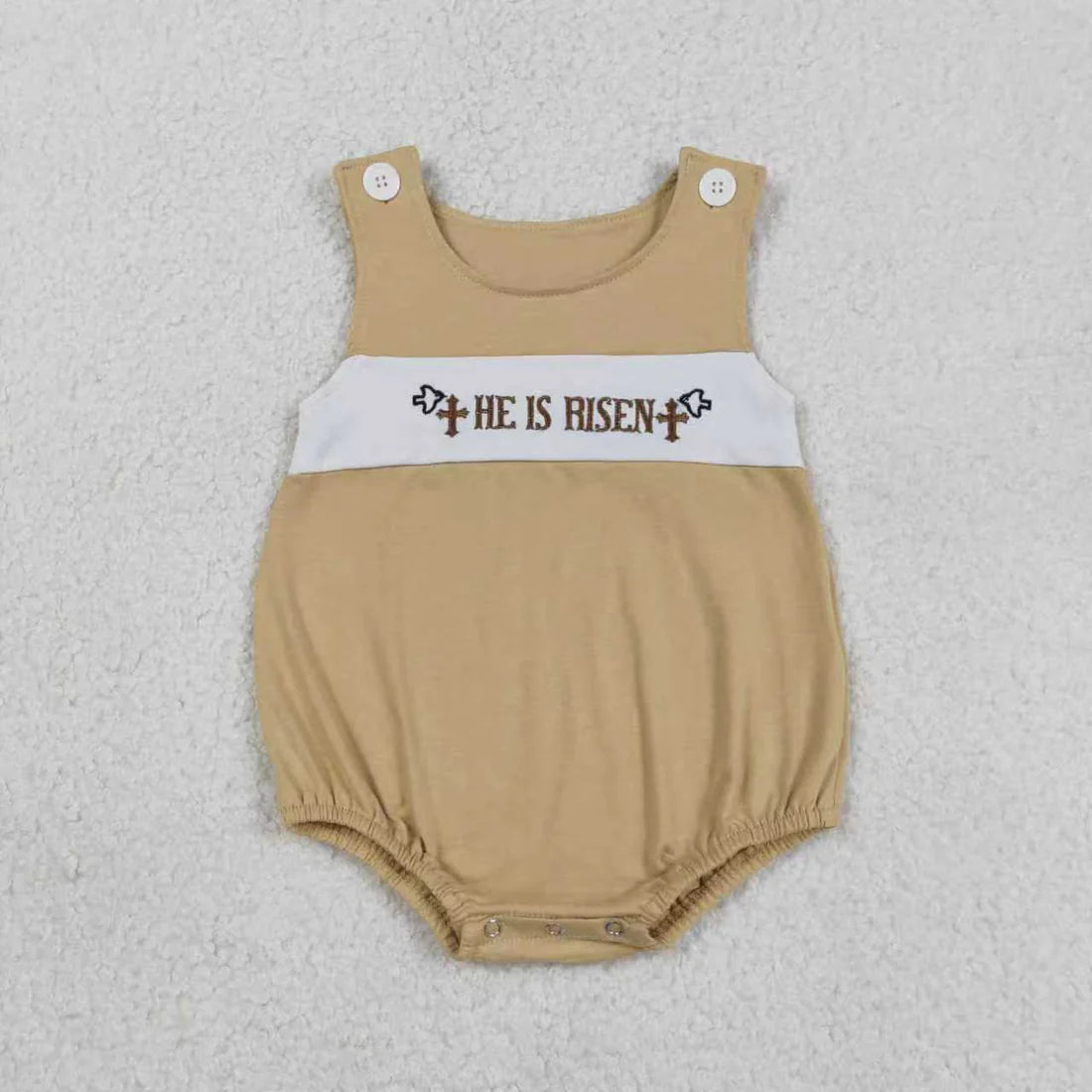 Sibling Baby Boys Girls Embroidery Crosses He is Risen Easter Clothes Sets Knee Length Dress