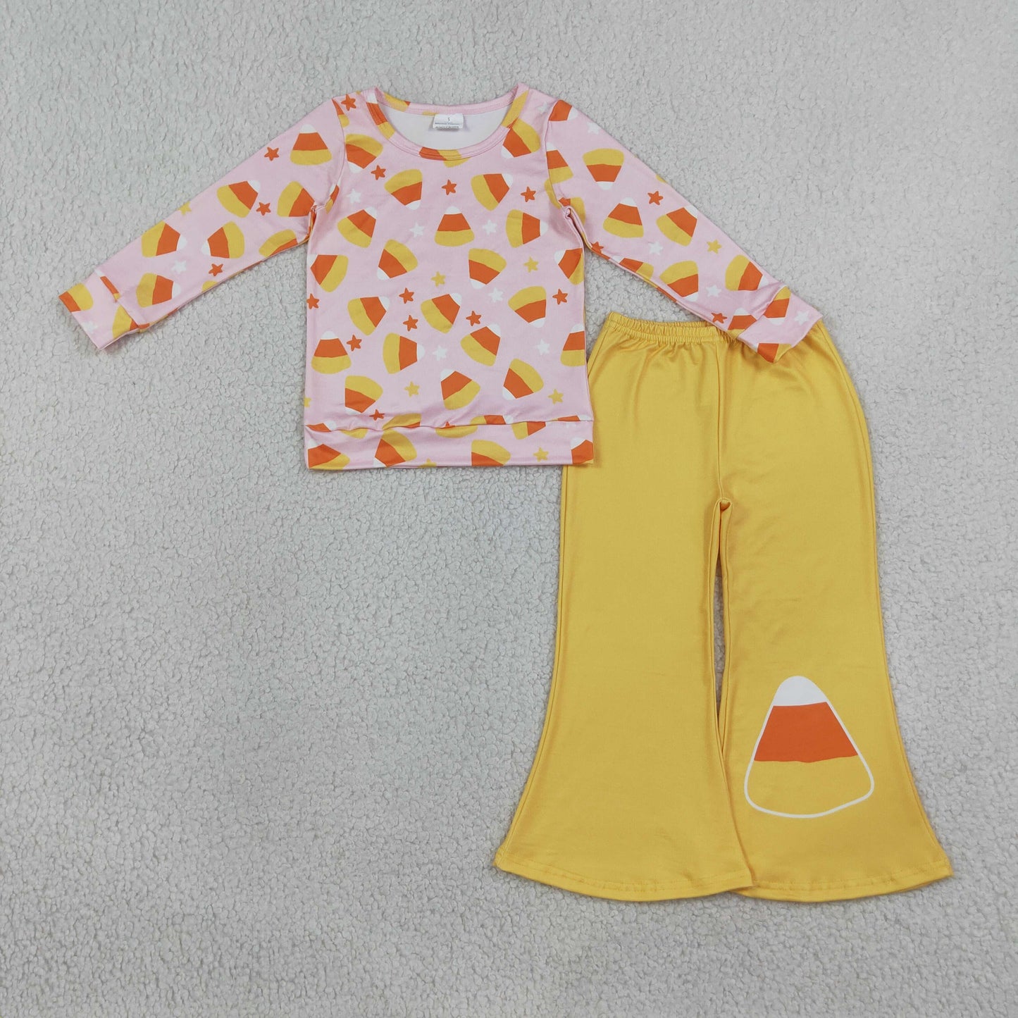GLP3535 Candy Stars Top Orange Bell Pants Girls Halloween Clothes Set