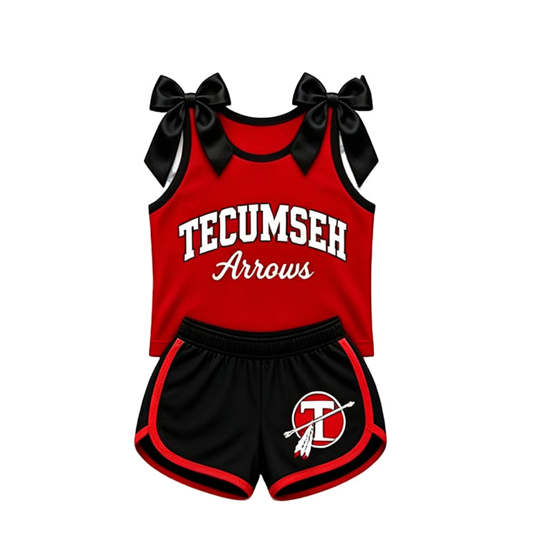 (Custom Design Preorder MOQ 5) Teams Tecumseh Arrows Bows Vest Top Shorts Mommy and Me Summer Yoga Clothes Set