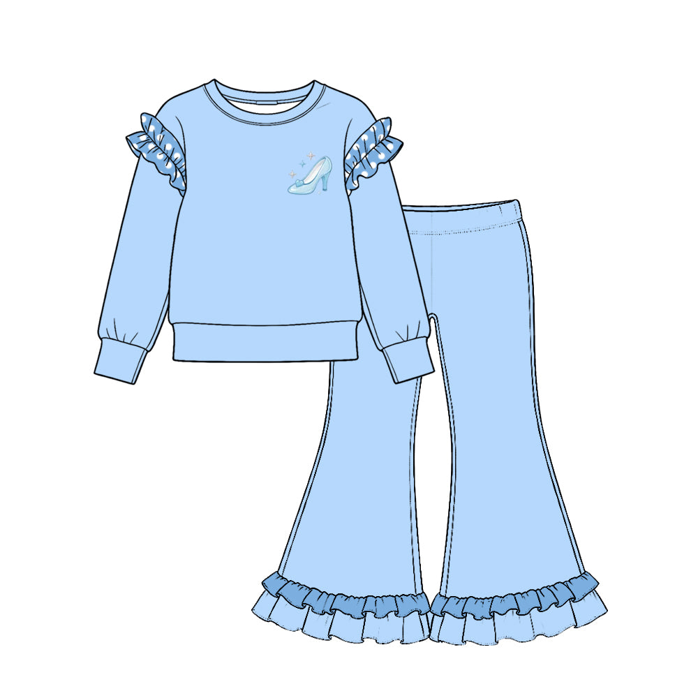 (Custom Design Preorder MOQ 5 Each) Cartoon Princess Print Girls Ruffles Clothes Set Sisters Wear