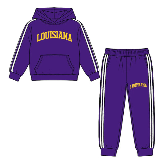 Preorder( 5  MOQ) Baby Girls LUS Purple Hoodie Top Jogger Pants Outfit