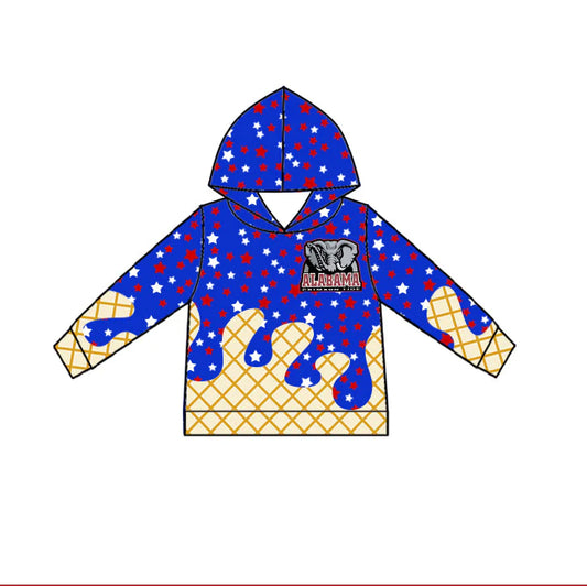 (Custom Design Preorder MOQ 5) Baby Boys Drip Alabama Elephants Stars Team Hoodies Top