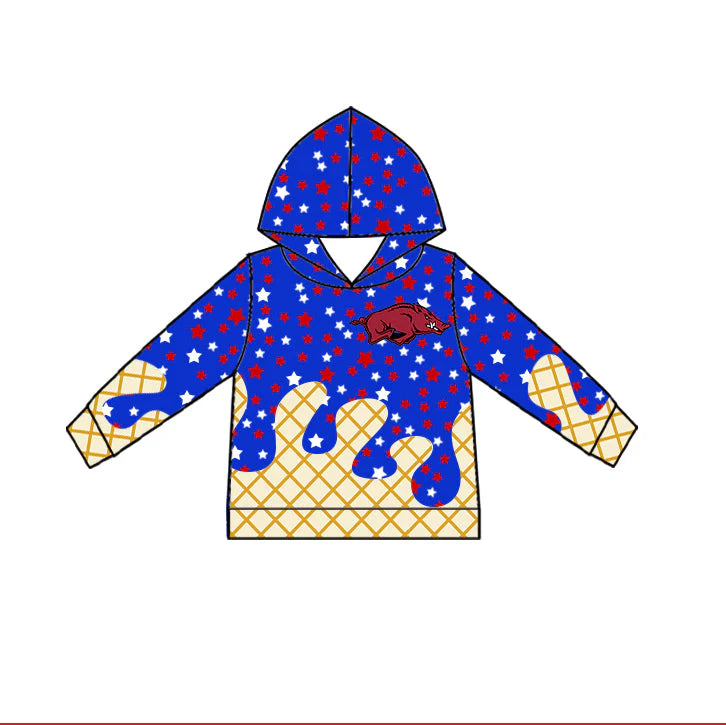 (Custom Design Preorder MOQ 5) Baby Boys Drip Arkansas Stars Team Hoodies Top