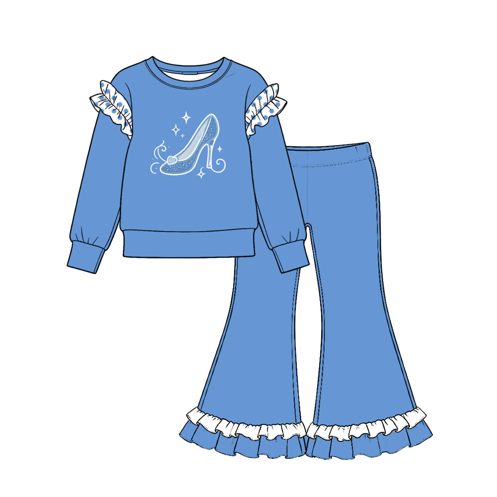 (Custom Design Preorder MOQ 5 Each) Cartoon Princess Print Girls Ruffles Clothes Set Sisters Wear
