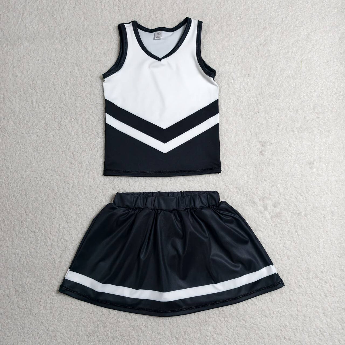GSD4194 Girls Black Sport Team Active Tank Top + Skort Outfits