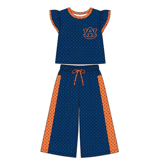(Custom Design Preorder MOQ 5) Teams AU Polka Dot Ruffle Sleeve Top with Wide Pants Outfit