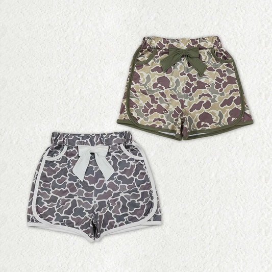Sibling Baby Girls Hunting Camo Bows Pockets Shorts Bottom