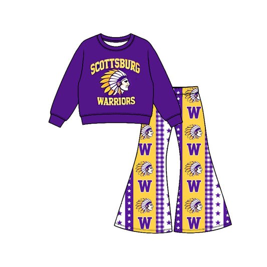 Preorder( 5  MOQ) Baby Girls Scottsburg Top Bell Bottom Pants Outfit