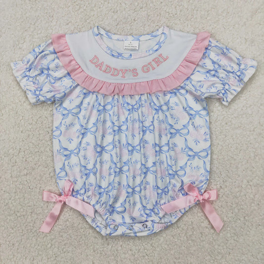 Sibling Baby Kids Embroidery DADDY'S BOY GIRL Top Shorts Sets Floral Plaid Knee Length Dress Rompers