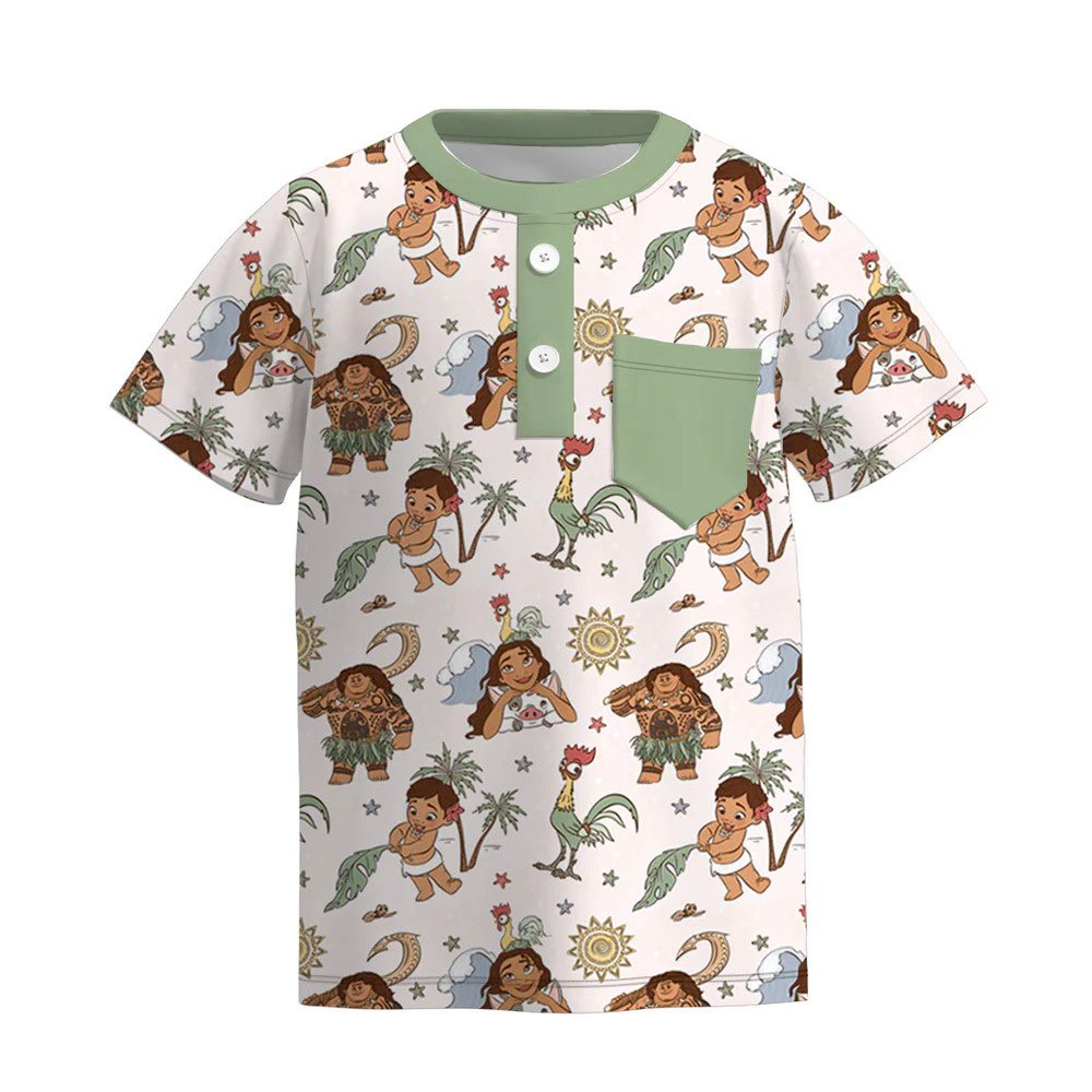 (Custom Design Preorder MOQ 5) Cartoon Princess Boys Pocket Tee Shirts Top