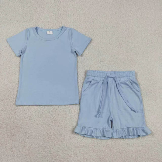 Sibling Baby Girls Cotton Short Sleeve Top With Ruffle Shorts Set