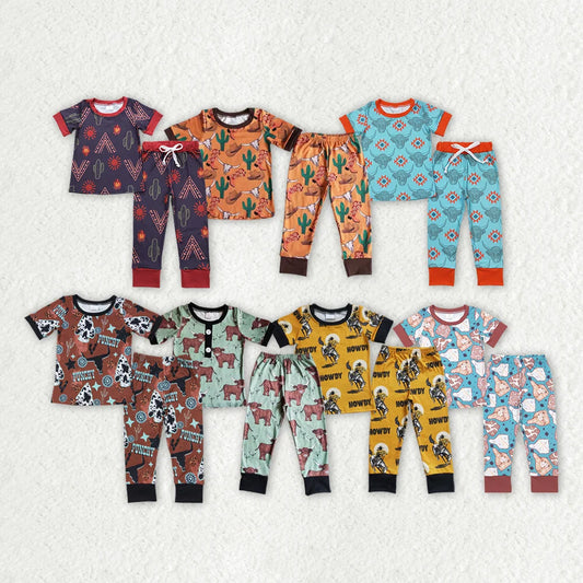 Sibling Baby Boys Western Howdy Rodeo Cactus Short Sleeve Top Pants Outfit