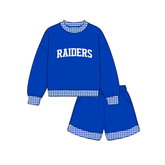(Custom Design Preorder MOQ 5) Raifers Team Girls Royal Blue Long Sleeve Top with Shorts Outfit
