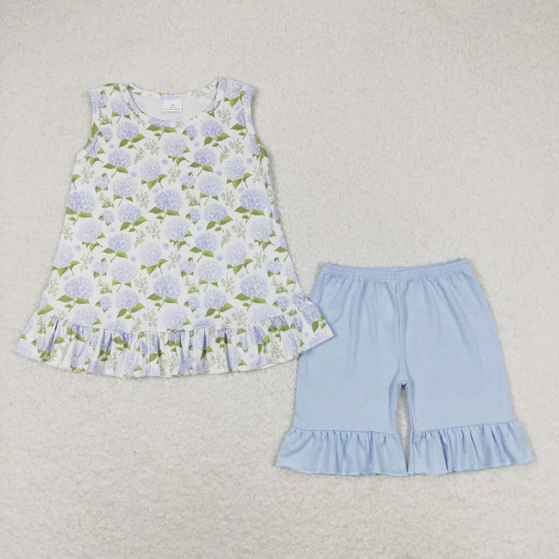 Baby Girls Blue Flowers Sibling Sister Dresses Clothes Set