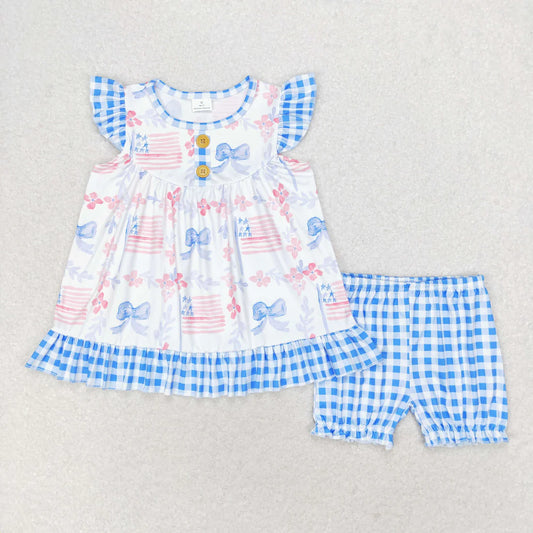 Sibling Baby Girls Boys 4th of July Bows Summer Outfit Rompers