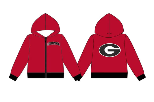 (Custom Design Preorder MOQ 5) Baby Boys Long Sleeve Georgia Team Zip Hoodie Jackets Top