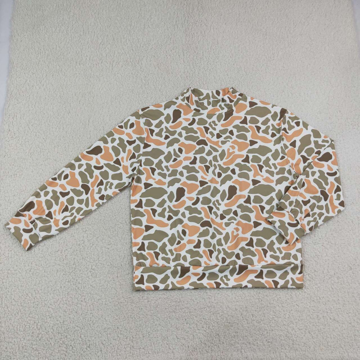 Adult Orange Green Camo Print Woman Yoga Long Sleeve Tee Shirts Top