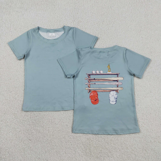 Baseball Print Boys Short Sleeve Tee Shirts Top