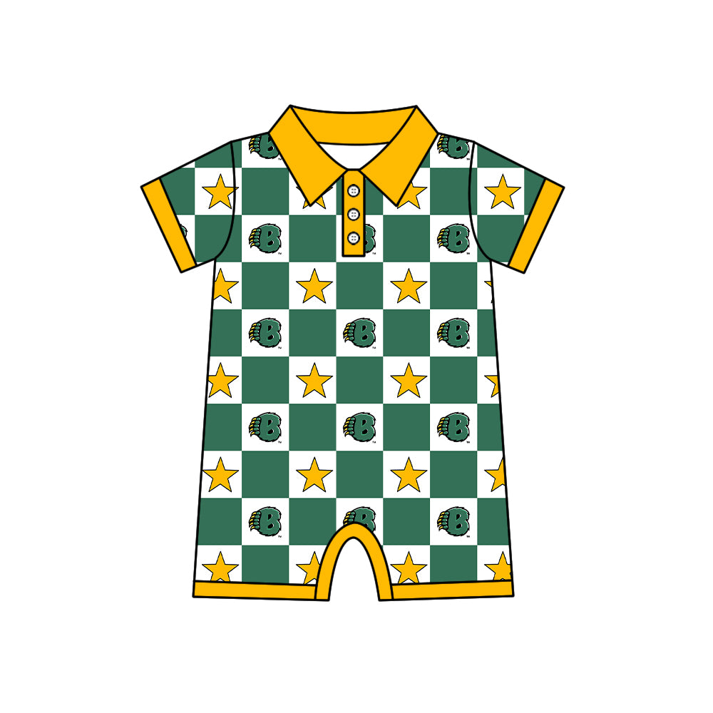 (Custom Design Preorder MOQ 5 Each Item) Teams Baylor Bears Bows Green Plaid Print Kids Clothes Sibling & Family Matching Styles