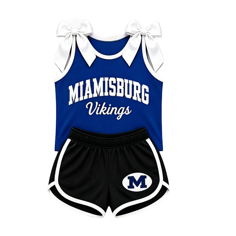 (Custom Design Preorder MOQ 5) Teams Miamisburg Vikings Bows Vest Top Shorts Mommy and Me Summer Yoga Clothes Set