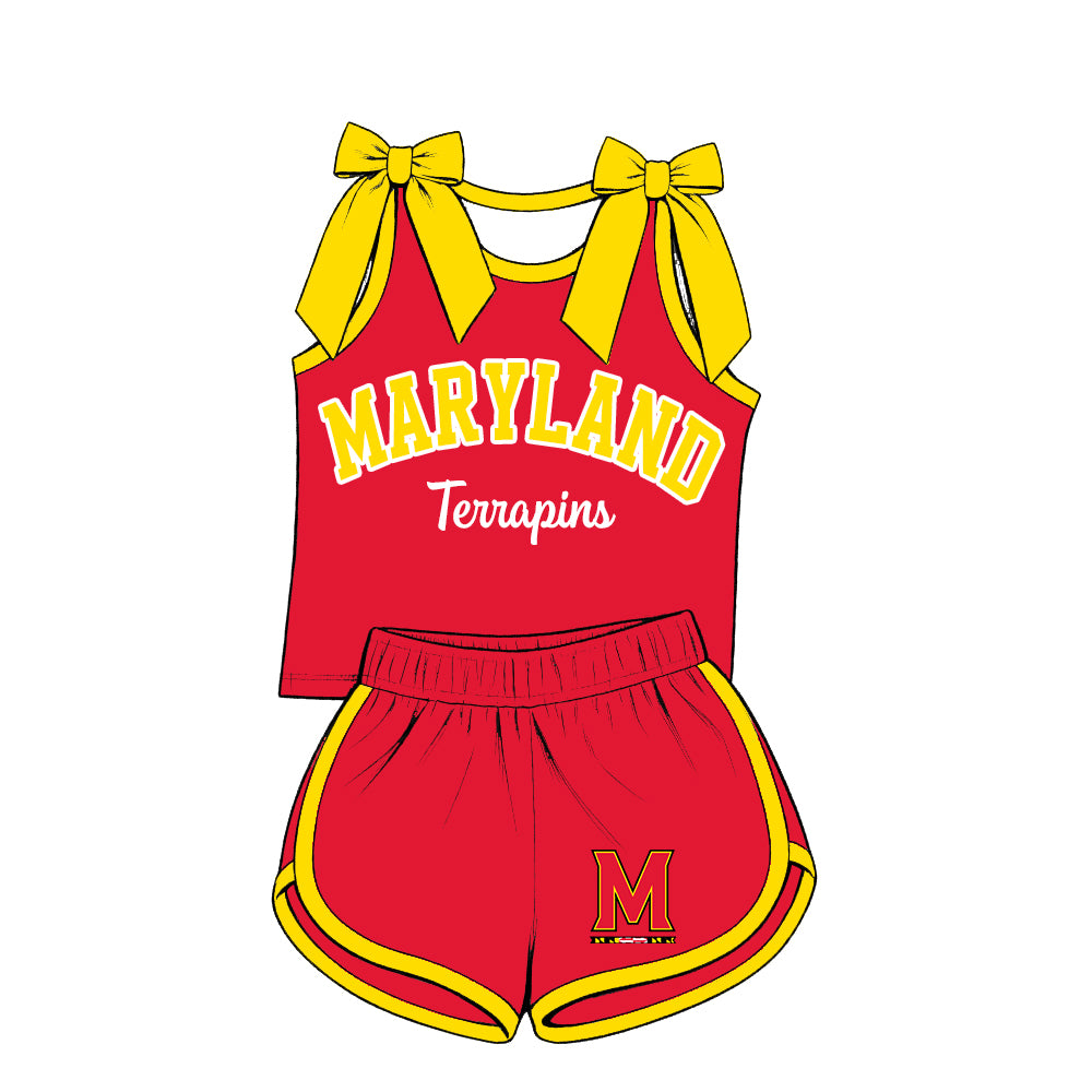 (Custom Design Preorder MOQ 5) Sport Teams Maryland Red Tank Top with Shorts Outfit