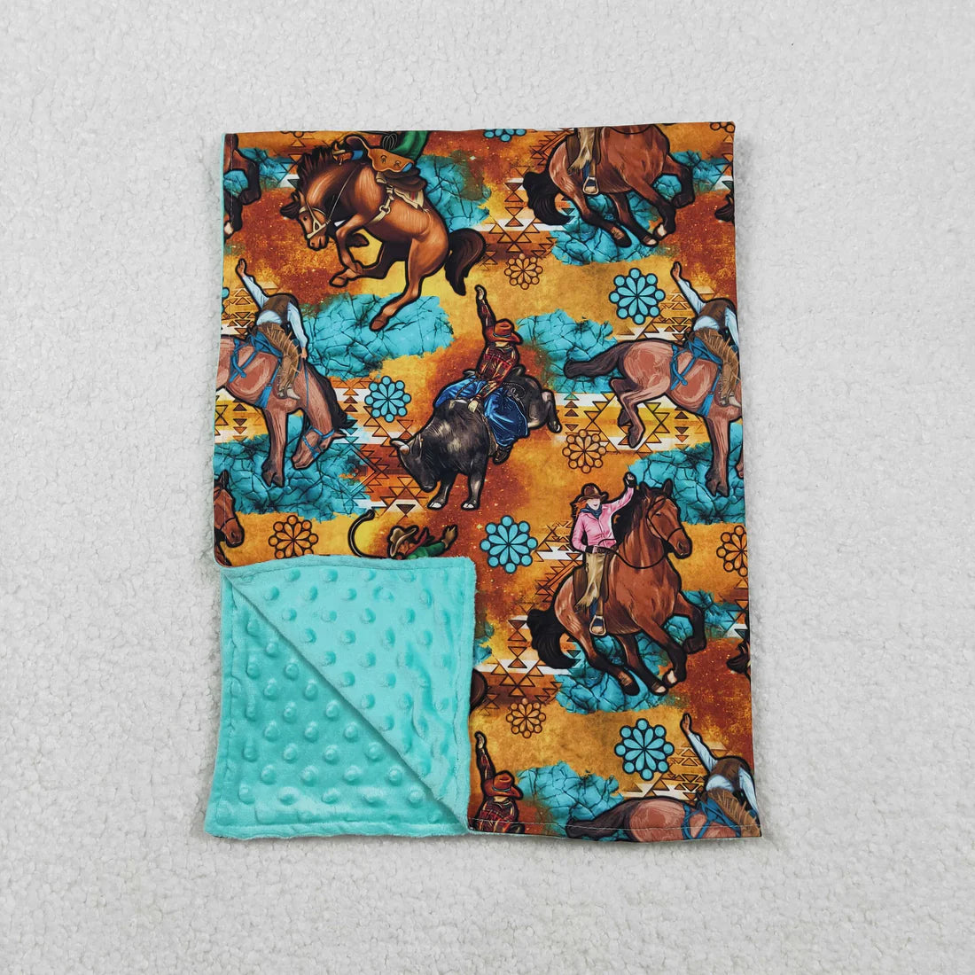 Baby Toddler  Western Horse Rodeos Minky Blankets