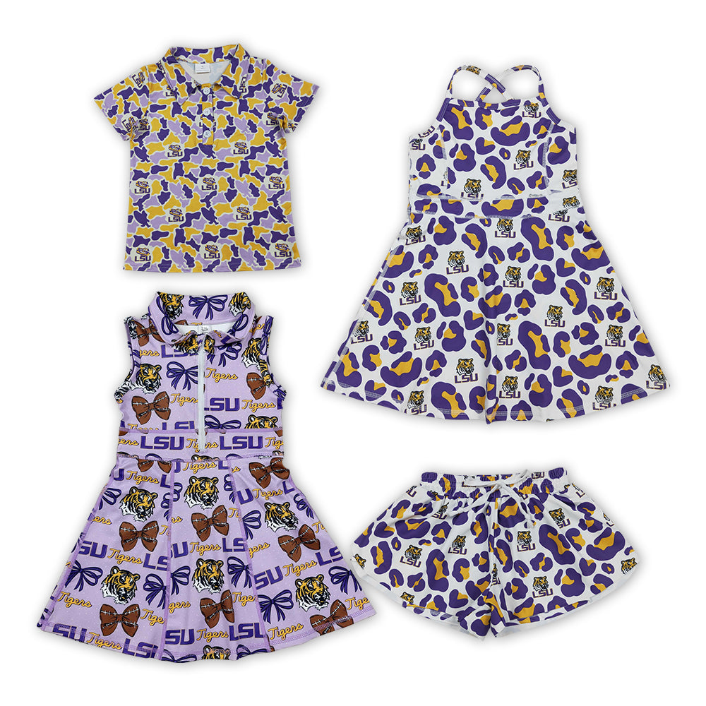 Sibling Baby Girls   LSU Active Dress ,Shorts & Boys Shirt