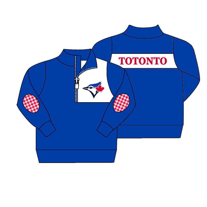 Preorder (moq 5)Baby Boys Blue Long Sleeve Totonto Blue Jays Team Zip Pullovers Top