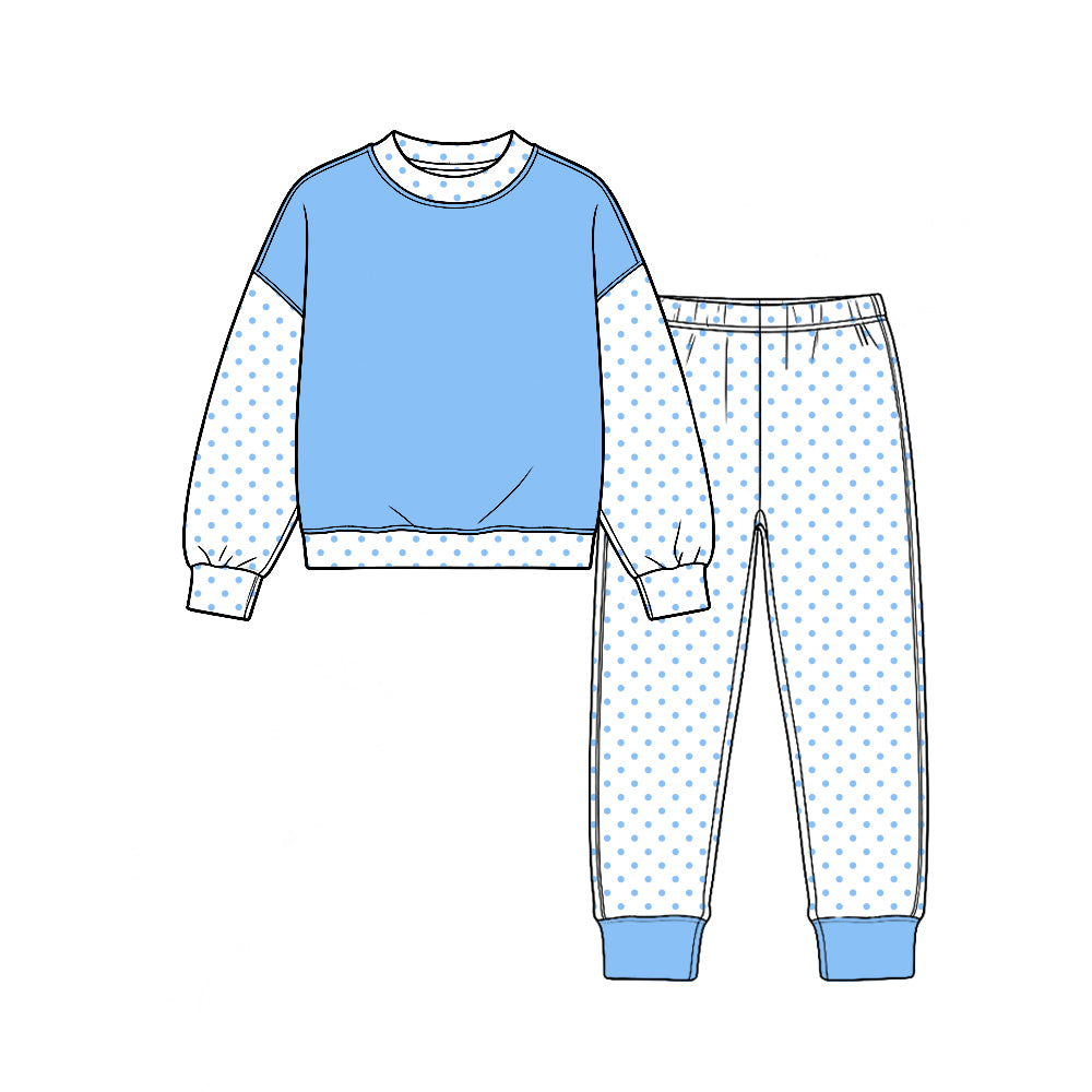(Custom Design Preorder MOQ 5 Each) Stripes Print Girls Pajamas Clothes Set Sisters Wear