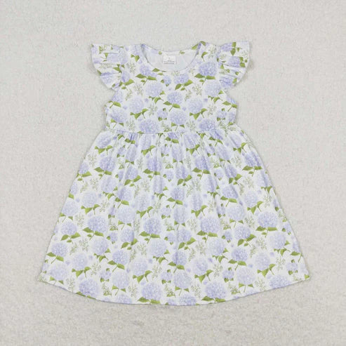 Baby Girls Blue Flowers Sibling Sister Dresses Clothes Set