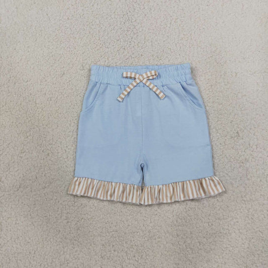 SS0995 Girls Blue Pockets Bottom Shorts with Ruffle