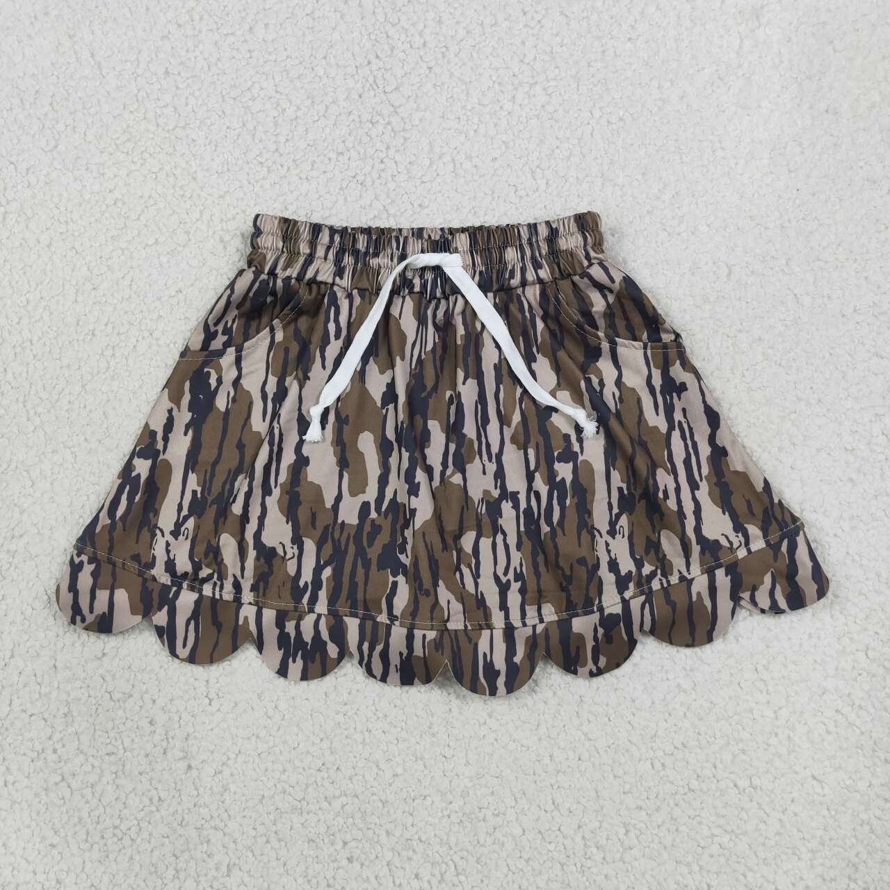 GLK0298 Camo Baby Girls Scallop Bottom Skort With Pocket