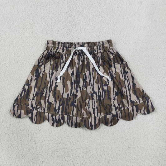 GLK0298 Camo Baby Girls Scallop Bottom Skort With Pocket