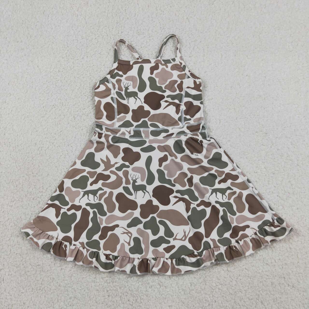 GSD4117 Camo Animals Hunting Strap Ruffle Baby Girls Summer Yoga Dress