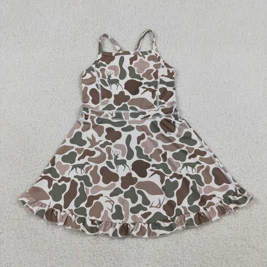 GSD4117 Camo Animals Hunting Strap Ruffle Baby Girls Summer Yoga Dress