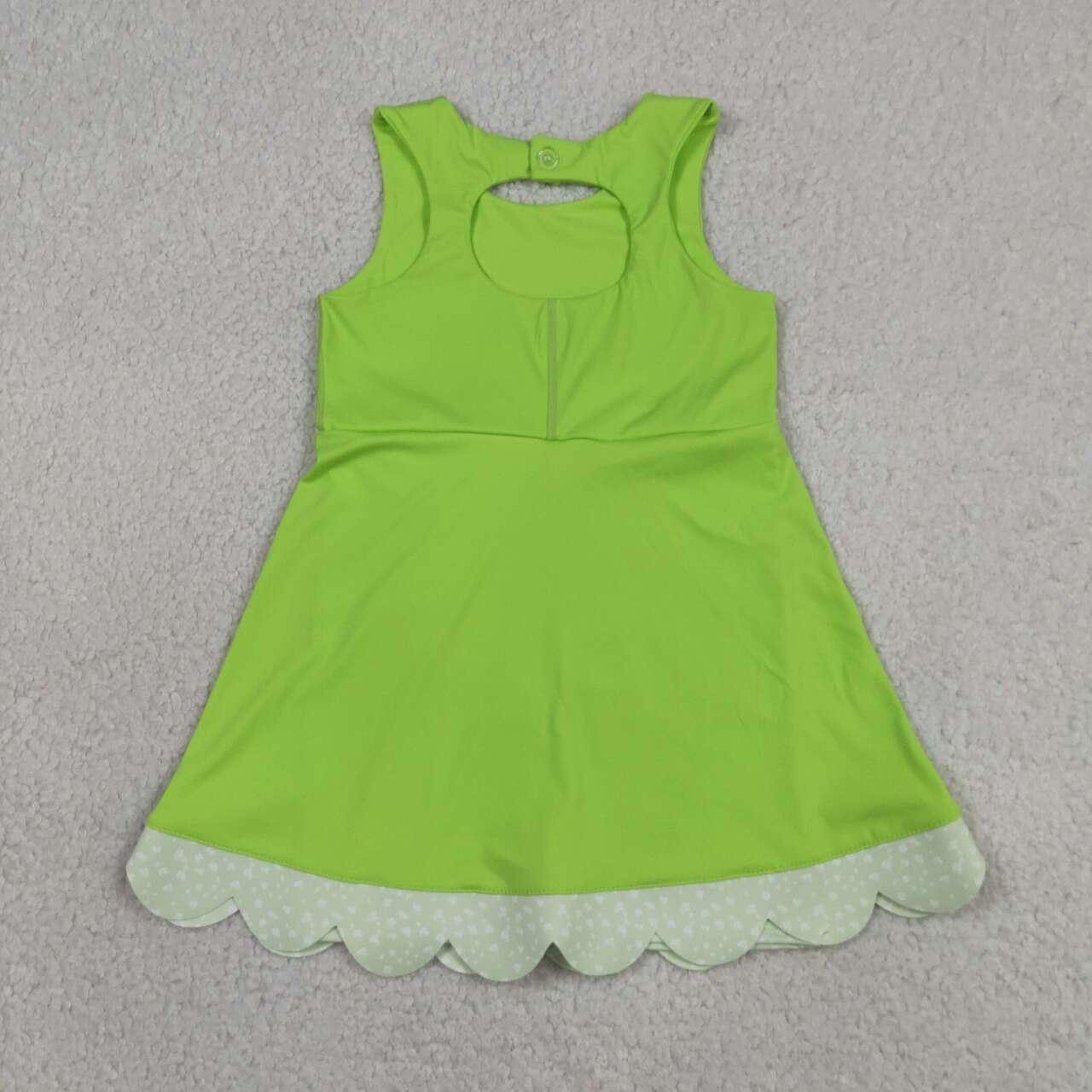 Lime Color Girls Summer Bows Scallop Yoga Dress