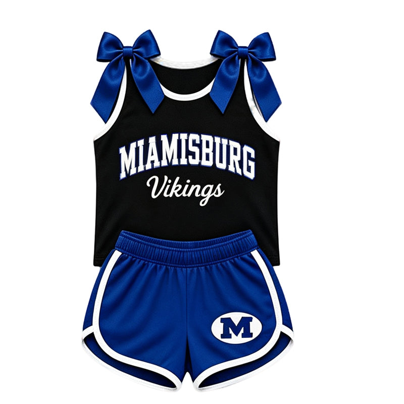 (Custom Design Preorder MOQ 5) Teams Miamisburg Vikings Bows Vest Top Shorts Mommy and Me Summer Yoga Clothes Set