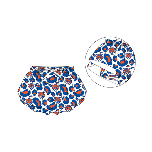 (Custom Design Preorder MOQ 5)  Teams Madison Central Jaguars Blue Leopard Print Girls & Woman Bottom Flutter Yoga Shorts