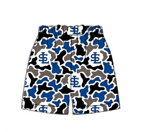 (Custom Design Preorder MOQ 5) Baby Boys Blue Black Camo SL Team Shorts Bottom