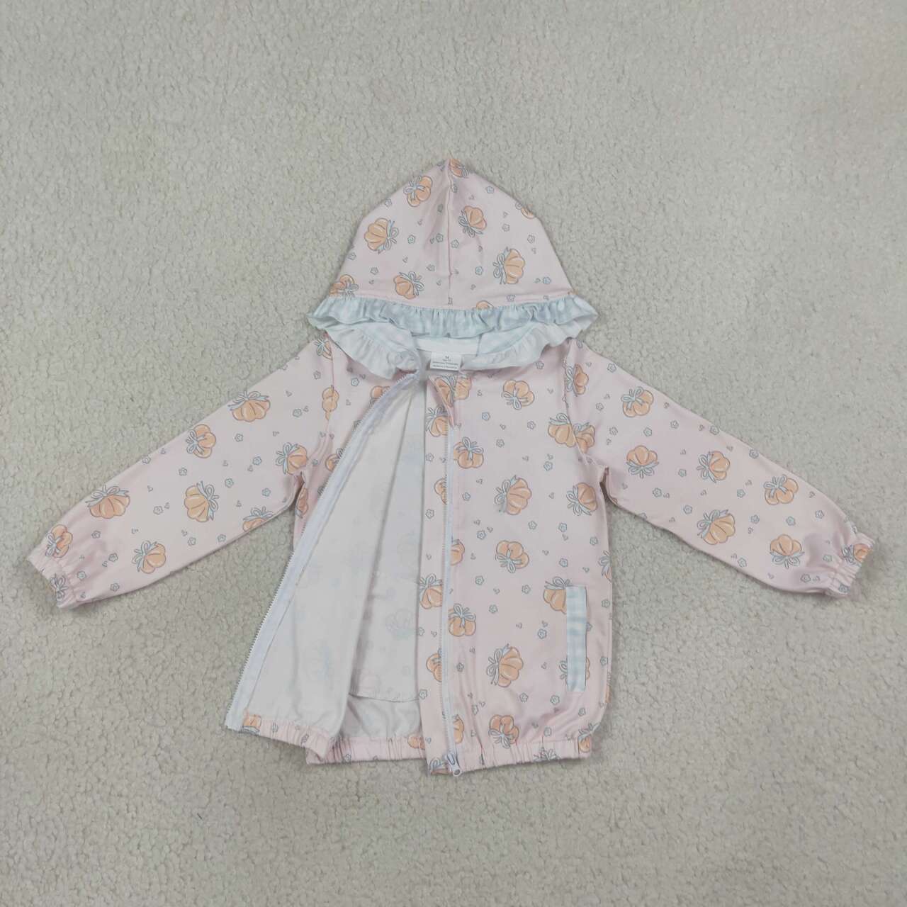 GT1660 Pumpkin Pink Girls Full Zipper Hoodie Jacket Top