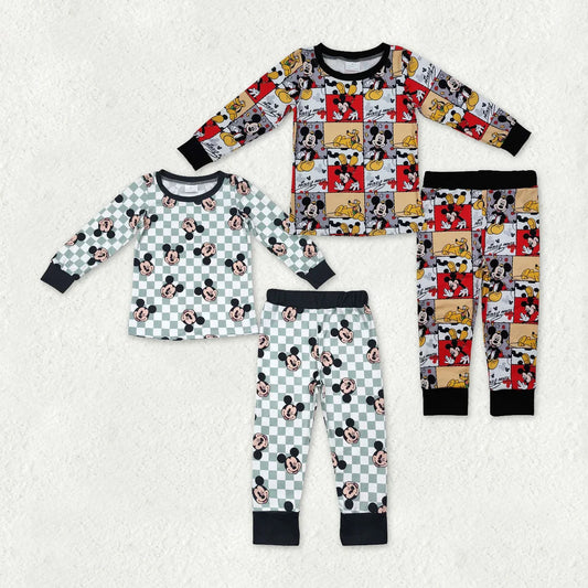 Sibling Baby Boys Cartoon Mouse Long Sleeve Pajama Set