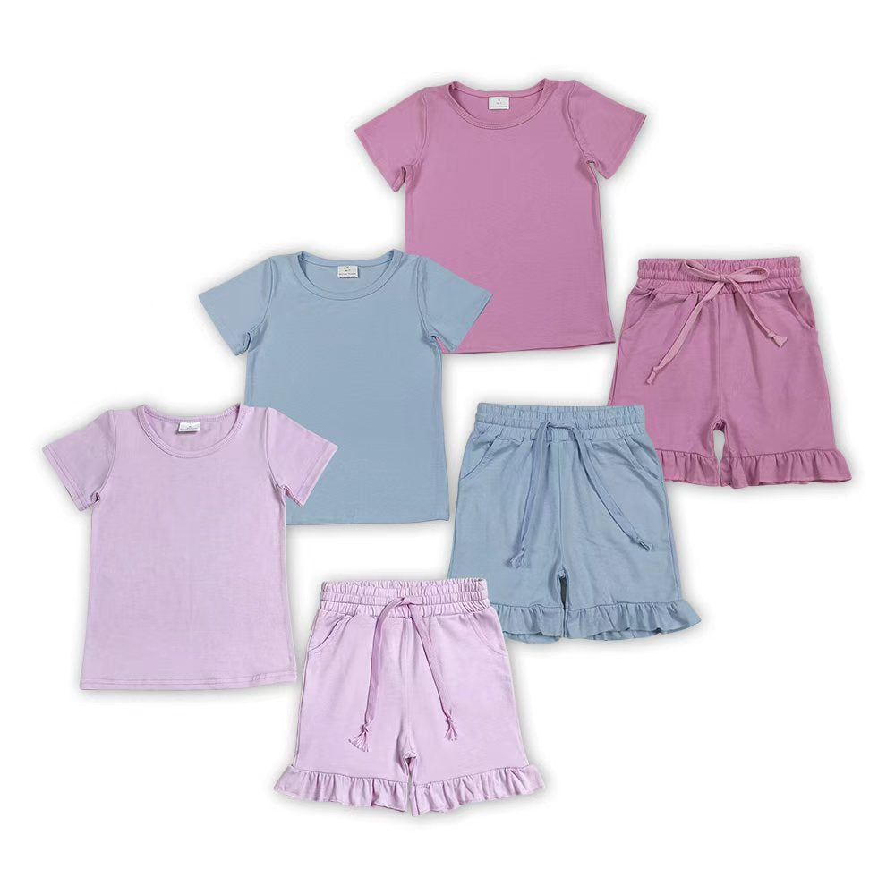 Sibling Baby Girls Cotton Short Sleeve Top With Ruffle Shorts Set