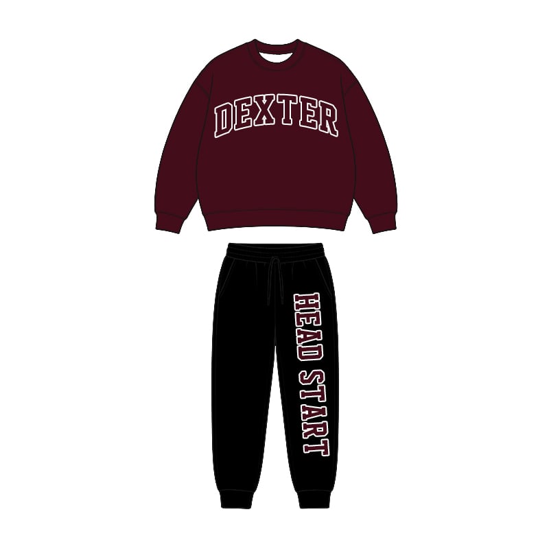 (Custom Design Preorder MOQ 5) Teams Dexter Wine Top HEAD START Pants Kids & Adult Clothes Set