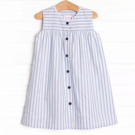 (Custom Design Preorder MOQ 5) Stripes Girls Summer Sleeveless Dress